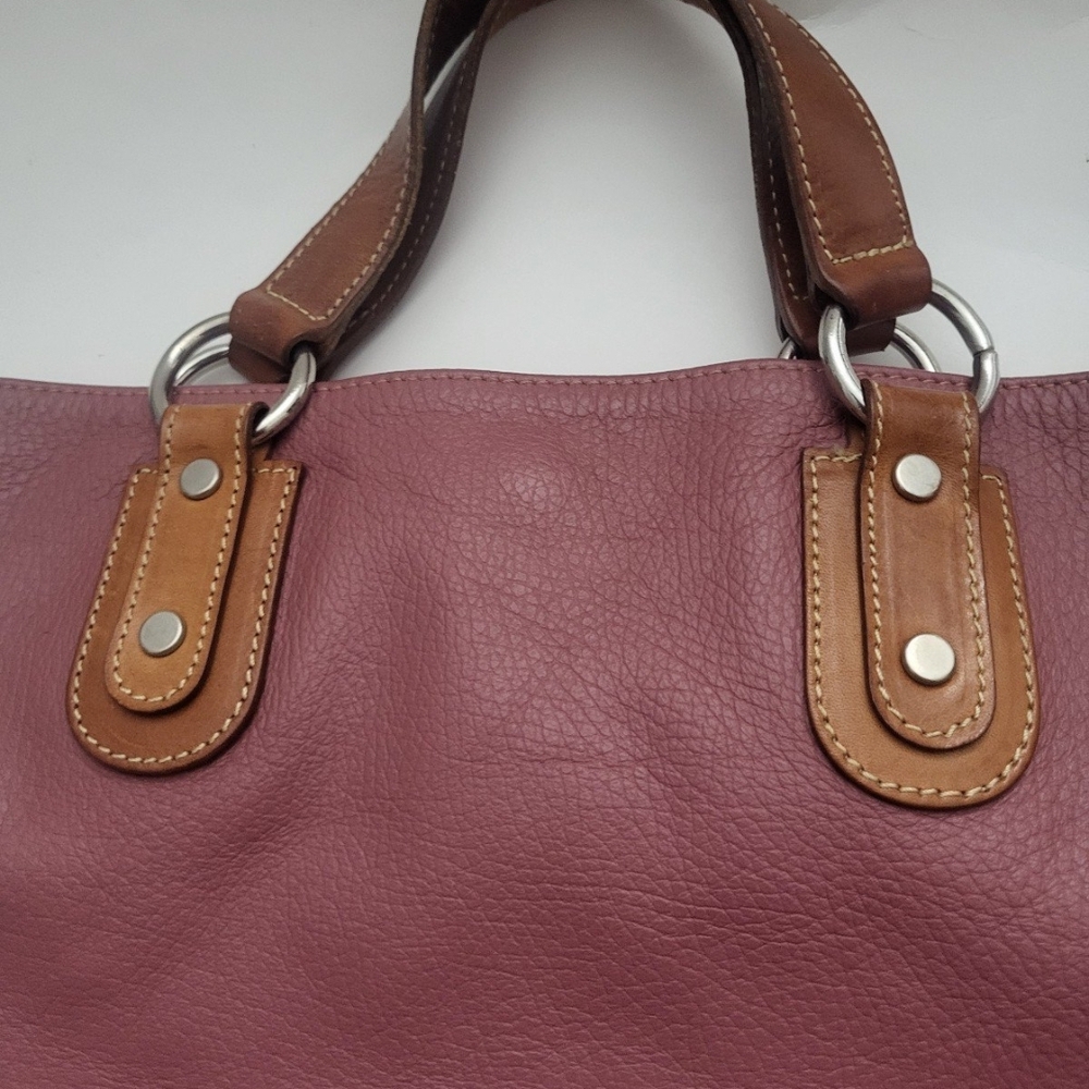 Maurizio Taiuti Women's Handbag Pink Tote with Brown Accents Leather Medium - Picture 8 of 12